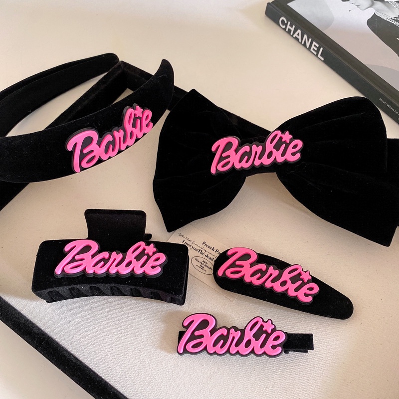 Kẹp Tóc Nơ Bằng Nhung Đen 2023 y2k dopamine