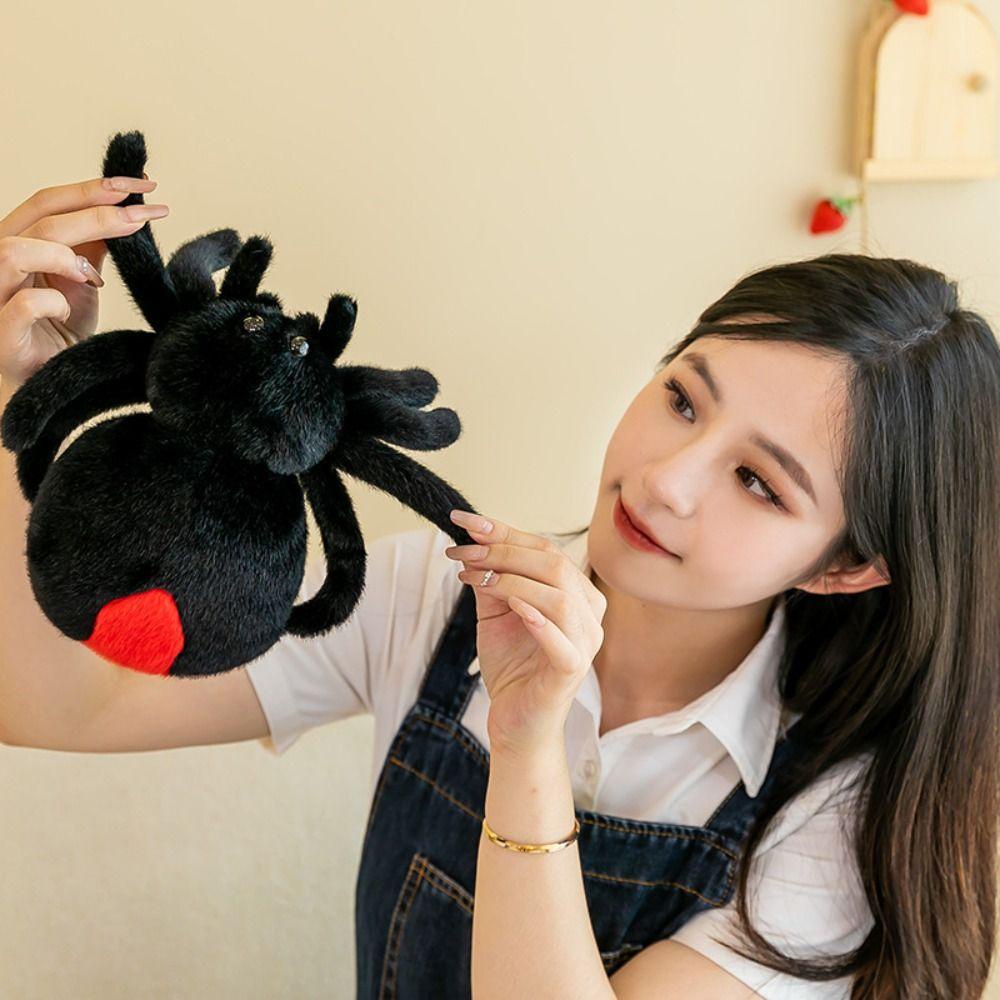 Mmluck Đồ chơi nhồi bông Hình Nhện Đen 25cm Cho halloween