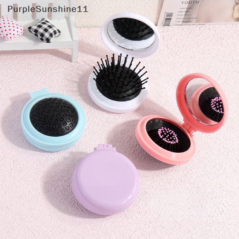 Ine Lược Chải Tóc mini Có Gương Gấp Gọn Và Mát Xa Da Đầu Cho Nữ