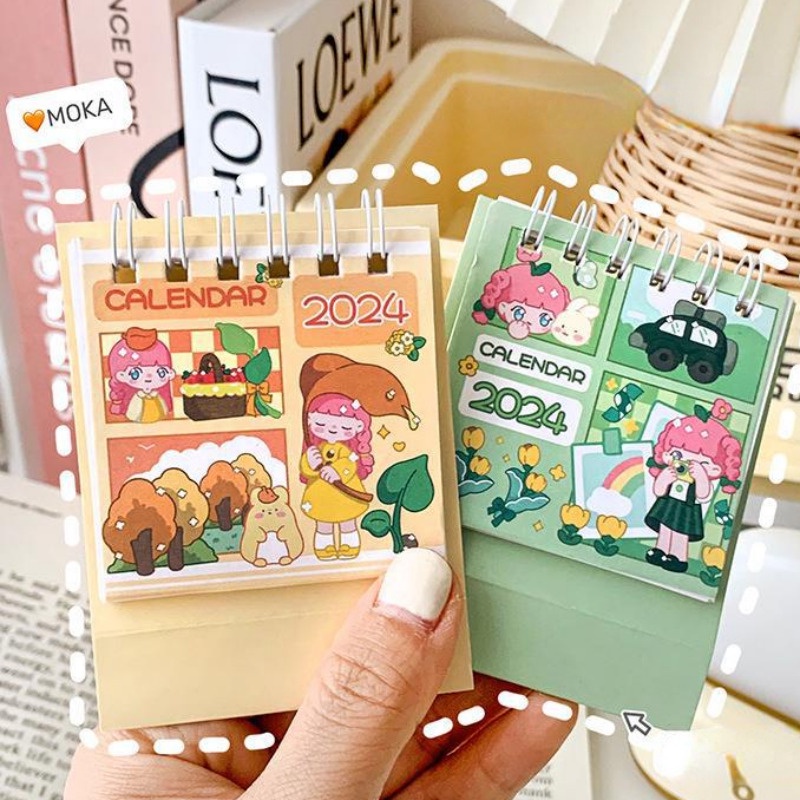 Lịch Để Bàn 2023-2024 mini Họa Tiết Hoạt Hình Dễ Thương