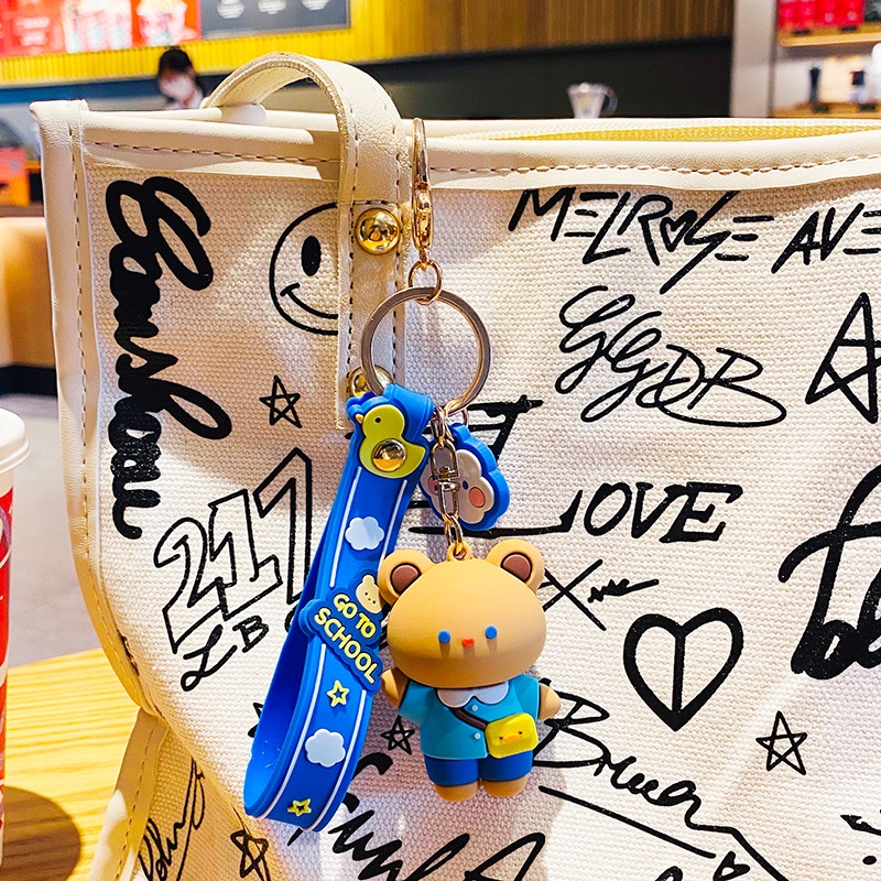 Hoạt Hình Móc Khóa Hình Thỏ Đội Nón Đáng Yêu