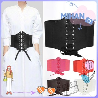 Đai nịt bụng bằng da co giãn phong cách gothic dành cho nữ MIHAN1