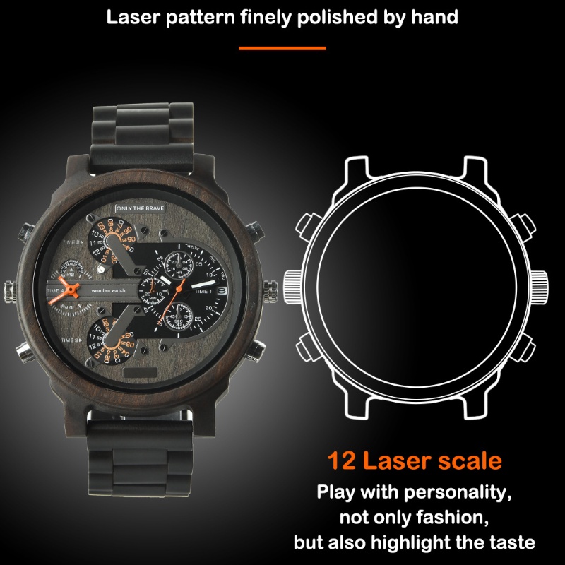 Đồng Hồ Đeo Tay Mặt Gỗ Đa Năng Phong Cách Âu Mỹ Thời Trang Cho Nam