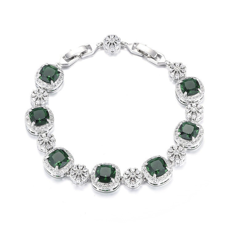 Vòng Tay Đính Đá zircon Hình Vuông Phong Cách Thời Trang Âu Mỹ