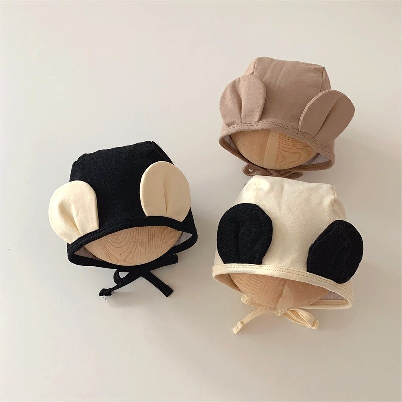 Mũ beanie cotton Mềm Mại Màu Trơn Bảo Vệ Tai Cho Bé Sơ Sinh