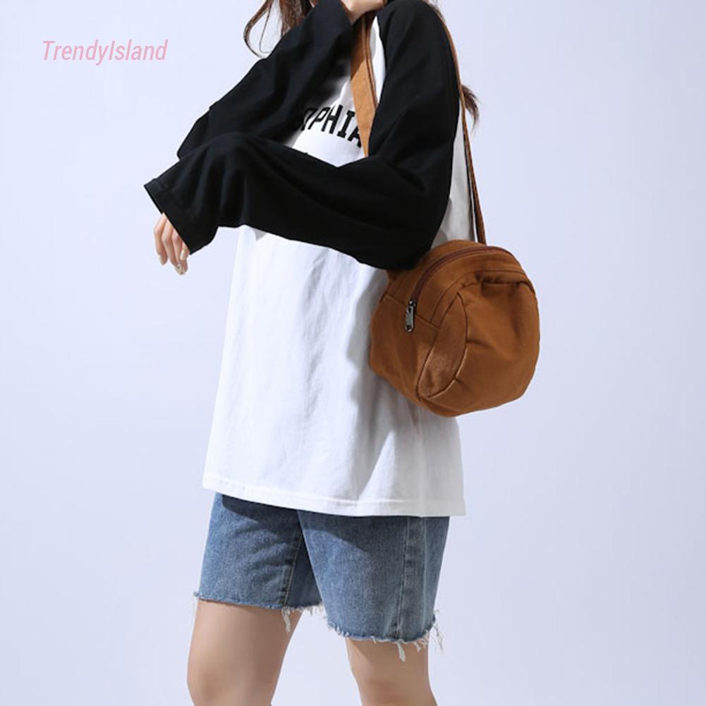 Túi Đeo Chéo Vải canvas Màu Trơn Có Khóa Kéo Phong Cách Thể Thao Thời Trang unisex