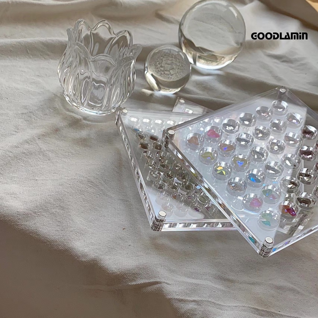 Goodlarxx Hộp Đựng Đá Trang Trí Móng Tay Bằng acrylic Trong Suốt Thân Thiện Với Môi Trường