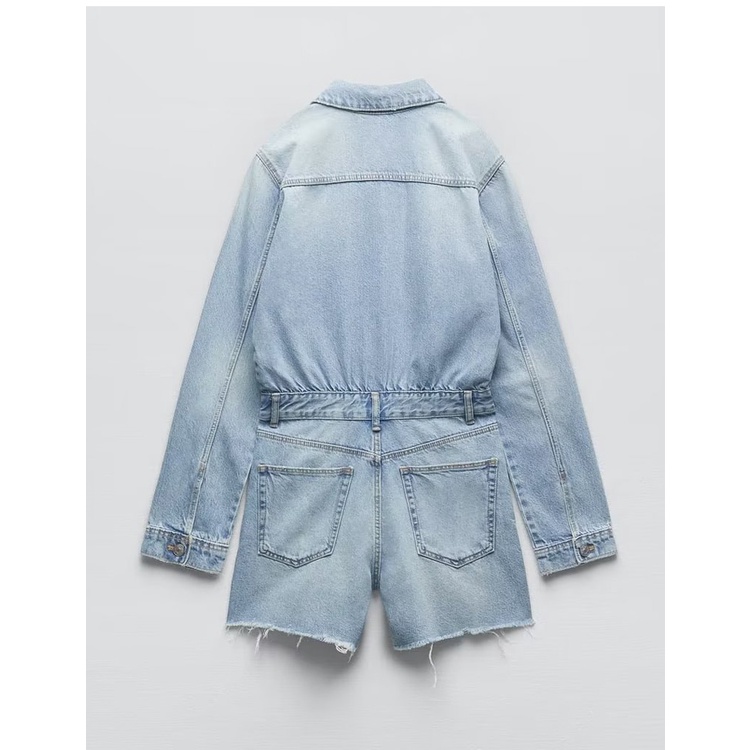 Zara jumpsuit denim Dài Tay Thời Trang Mùa Thu Dành Cho Nữ8197189