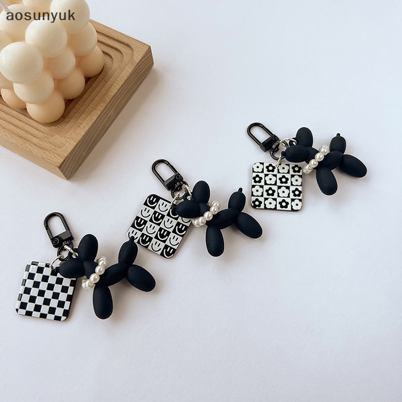 Aosunyuk Móc Chìa Khóa acrylic 3d Hình Chú Chó Trắng Đen Dễ Thương Dành Cho Nữ