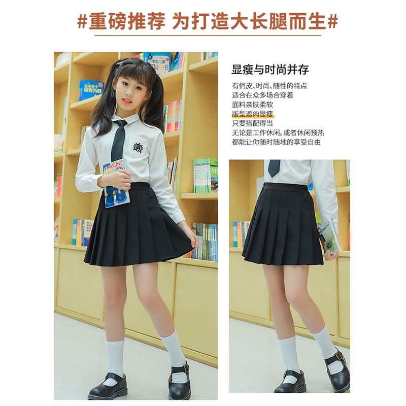 Chân Váy Ngắn Xếp Ly Màu Trắng Thời Trang Xuân Thu Dành Cho Bé Gái Tiểu Học