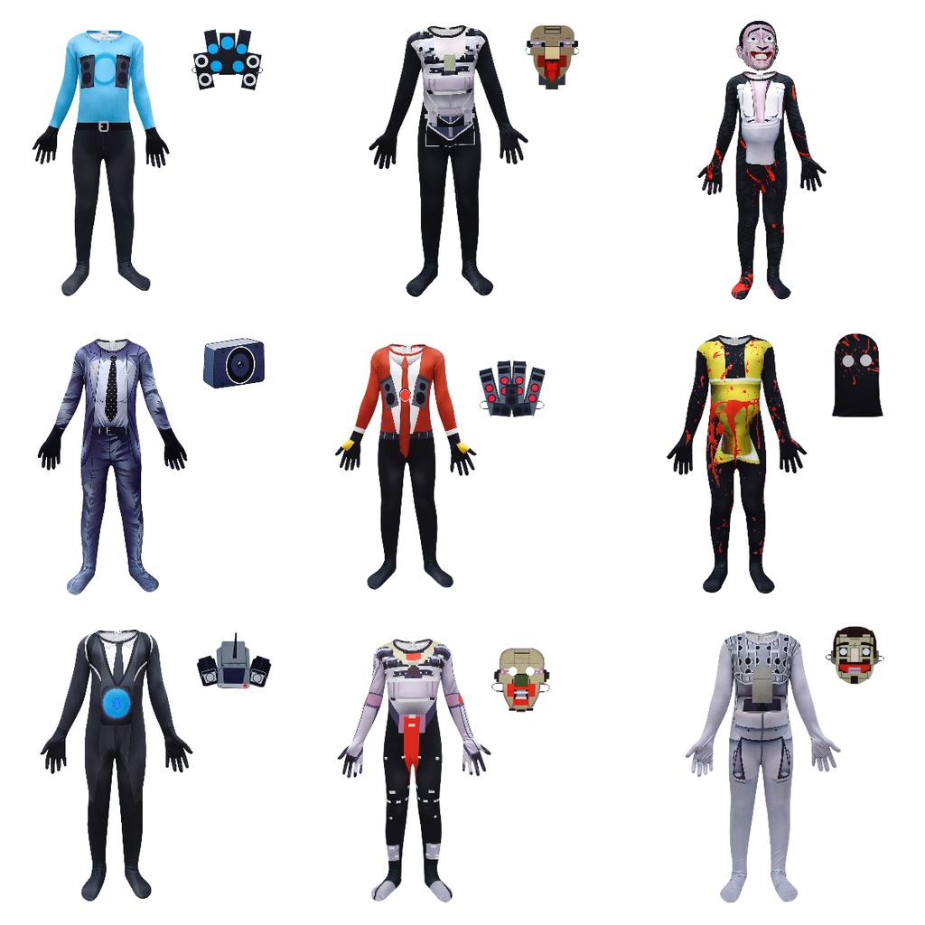 Skibidi Bộ Áo Liền Quần Kèm Mặt Nạ Hóa Trang Vệ Sinh Dành Cho Bé Trai Gái Dịp halloween