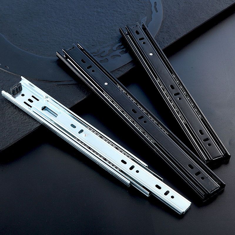 [Trượt ray ngăn kéo] Đường ray ngăn kéo bằng thép không gỉ Đệm giảm chấn ba phần Đường ray trượt im 