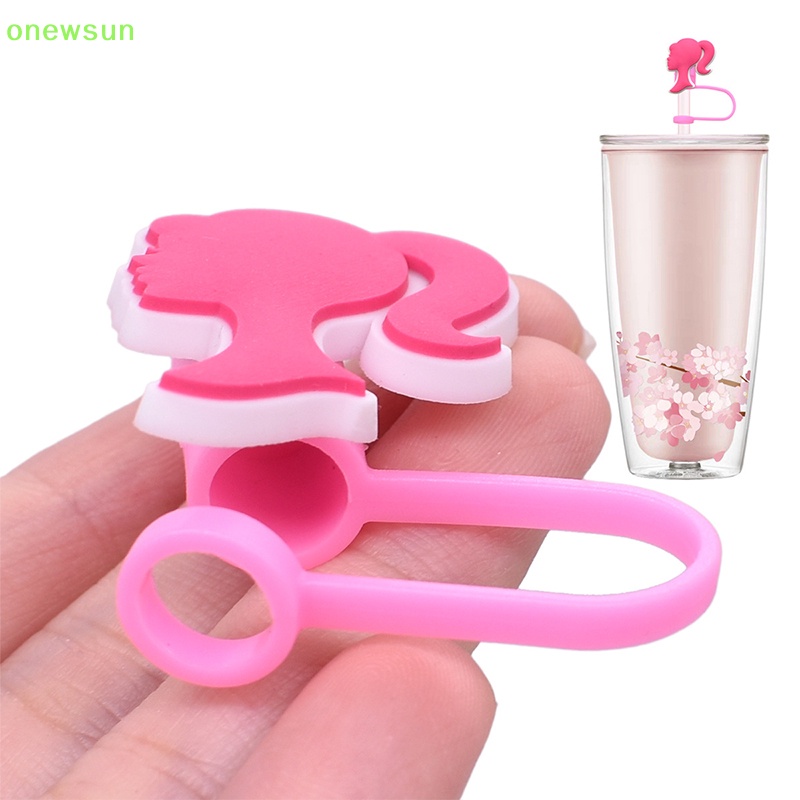 Onewsun Nắp Ống Hút Bằng pvc Chống Văng Nước Chống Bụi Thiết Kế Dễ Thương Màu Hồng Có Thể Tái Sử Dụng Trang Trí Búp Bê barbie Mới