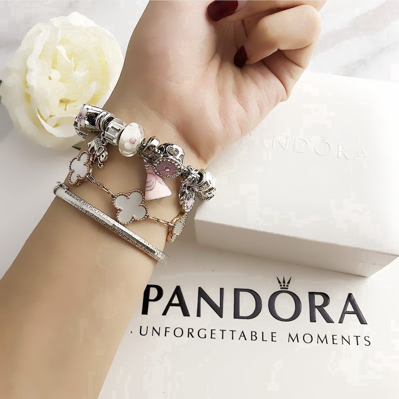 Vòng Tay pandora Mạ Bạc 25cm Thời Trang Cho Nữ