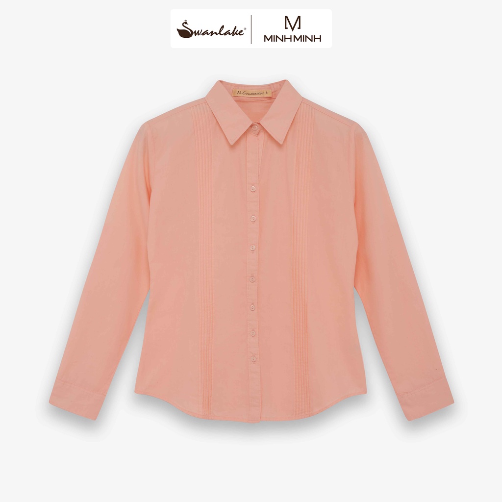 Áo Sơ Mi Tay Dài Công Sở Nữ Cotton Phom Ôm Xếp Ly - A10522LW01