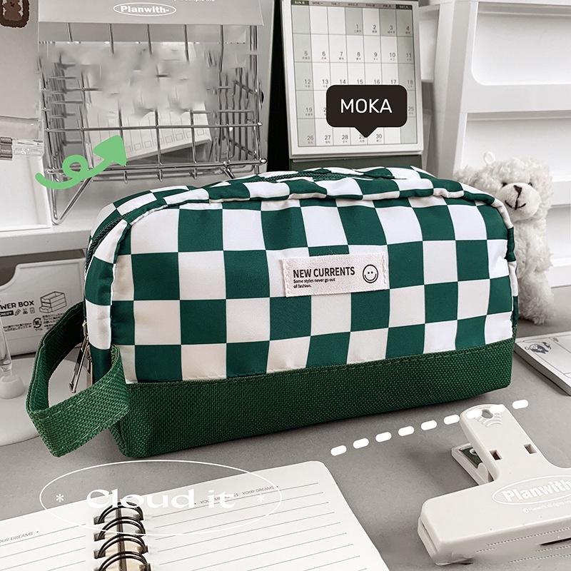 Túi Đựng Bút Chì Kẻ Sọc Caro Trắng Đen Đa Năng YK