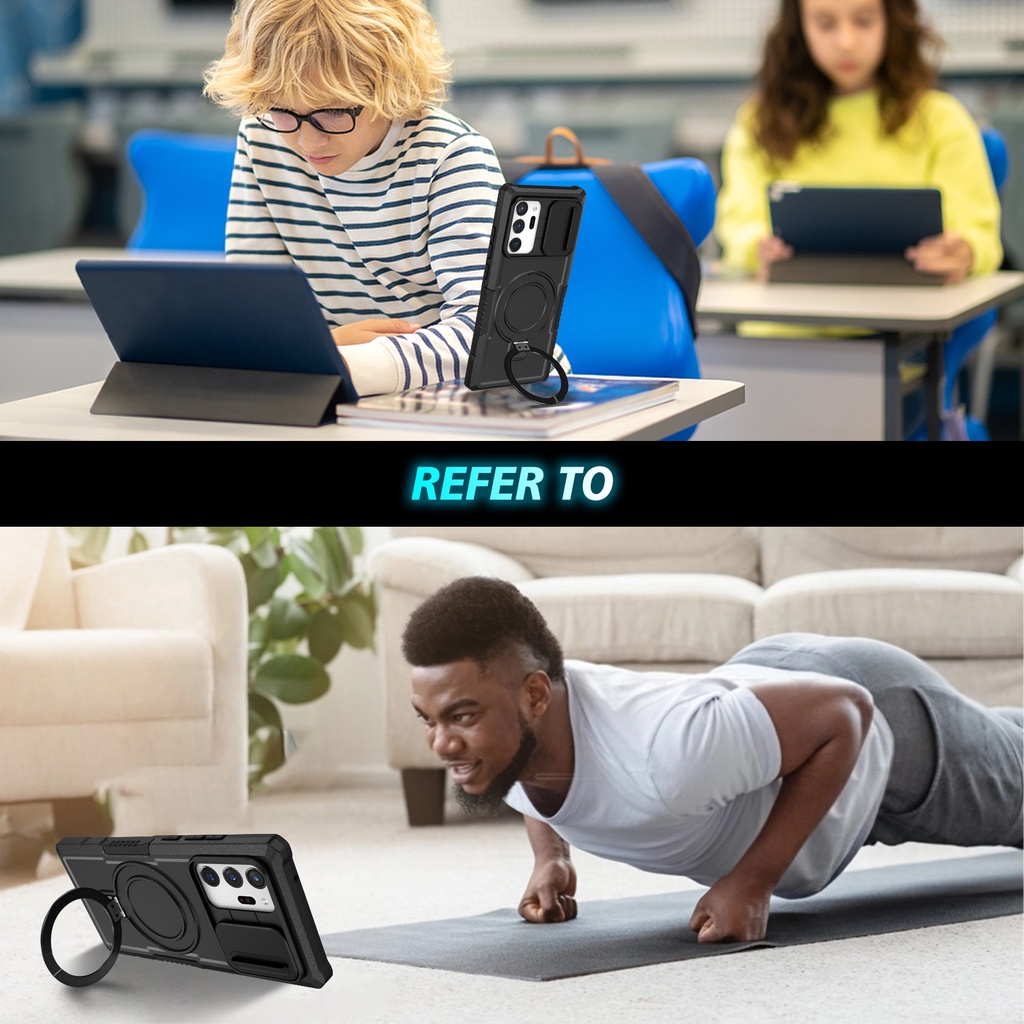 Bao Da Điện Thoại pc + tpu Dạng Trượt Có Giá Đỡ Nam Châm Cho samsung note 20 ultra Ốp