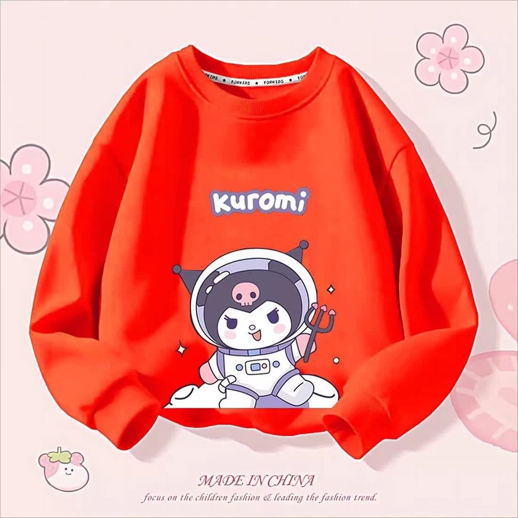 Áo Thun Nỉ Mỏng Tay Dài Phong Cách kuromi Thời Trang Mùa Thu 2023 Mới Cho Bé Gái