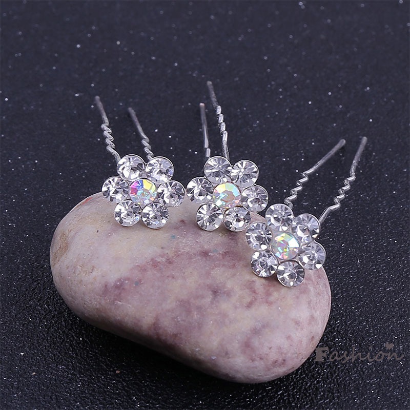 Trâm Cài Tóc Chữ u Hình Hoa Hồng Đính Pha Lê Phong Cách Hàn Quốc Đơn Giản Cho Cô Dâu