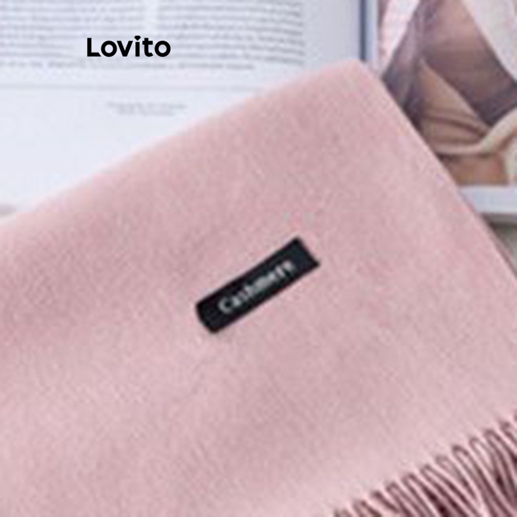 Lovito Khăn quàng cổ tua rua trơn thông thường cho nữ LNA28283