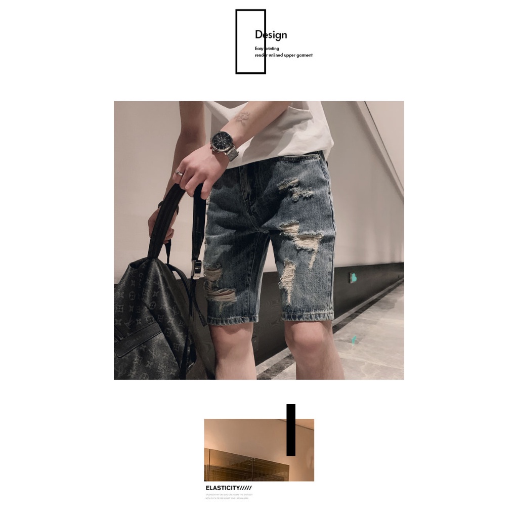 SP Quần short jean nam Quần jean nam rách Quần Jeans Lửng Thời Trang Dành Cho Nam quần bò nam quần đùi nam