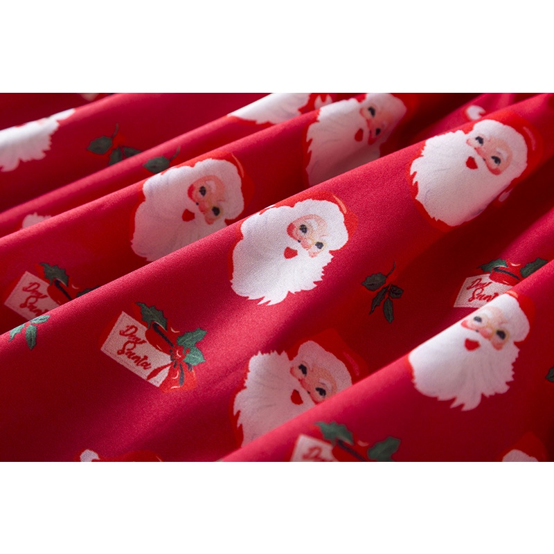Đầm Giáng Sinh Tay Dài In Họa Tiết Hoạt Hình Ông Già Noel Xinh Xắn Cho Bé Gái