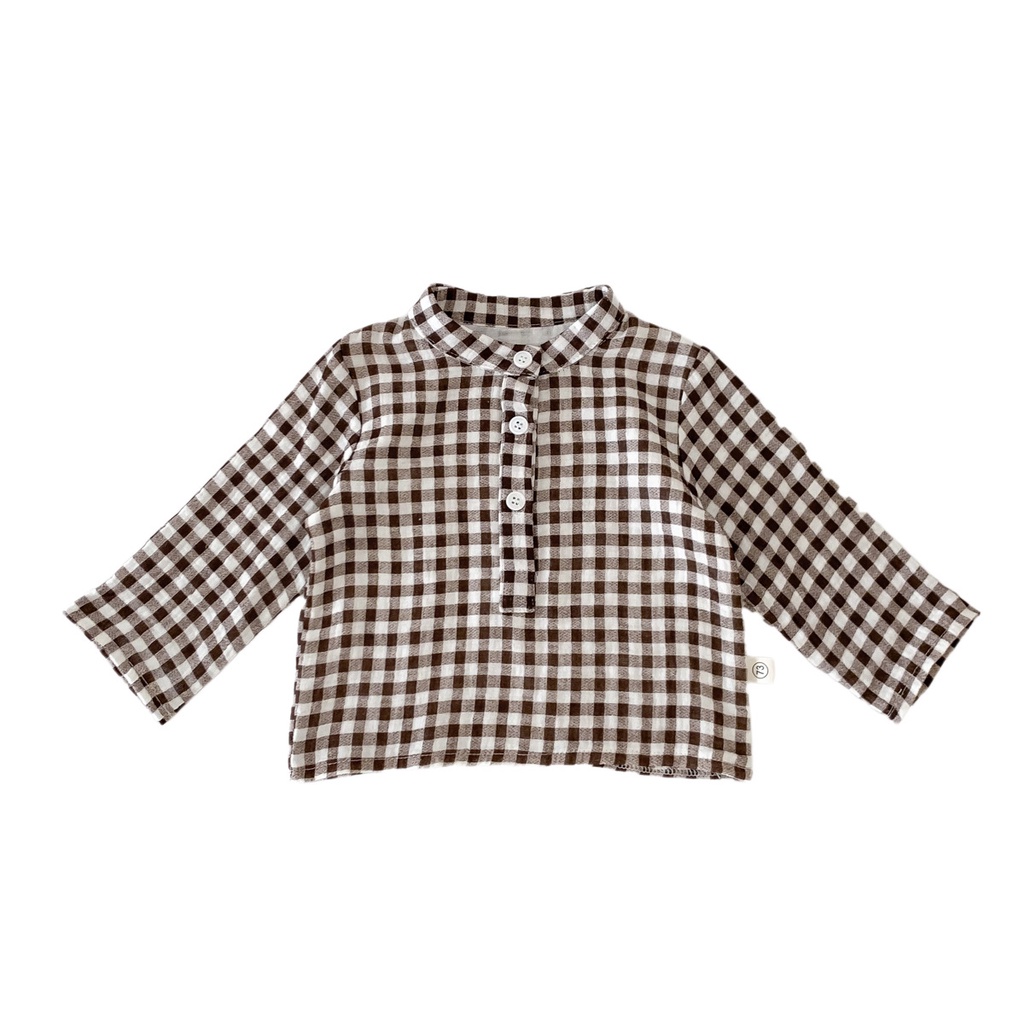 Áo Sơ Mi Caro Tay Dài Vải cotton Mềm Mại Cho Bé Trai