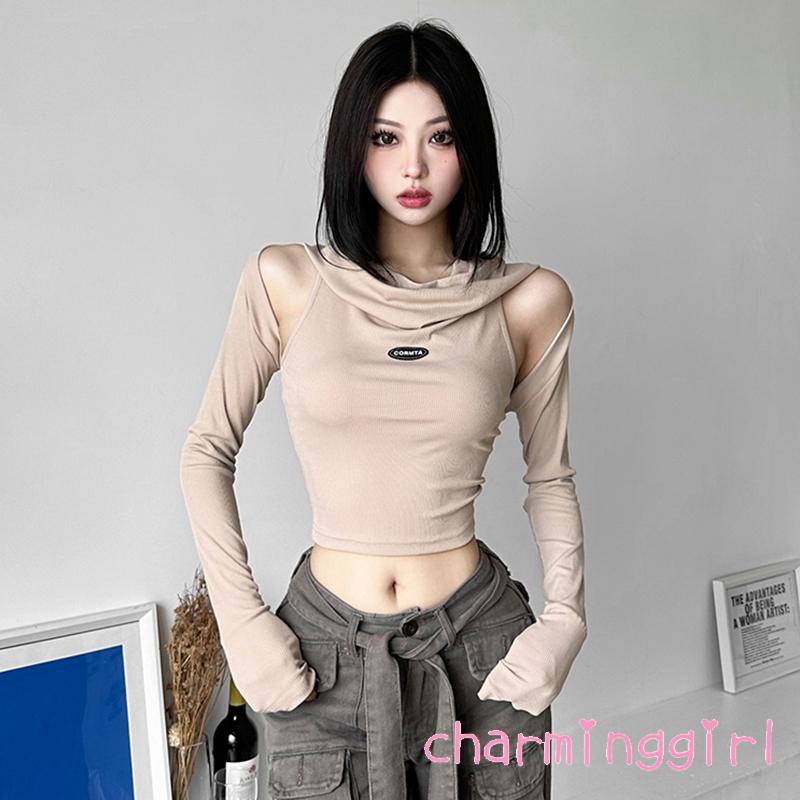 Set Áo Croptop Sát Nách Có Nón + Quần Dài Thời Trang Nữ