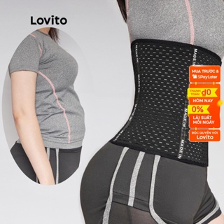 Áo nịt Lovito thoáng khí in chữ L00004 (màu đen/be)