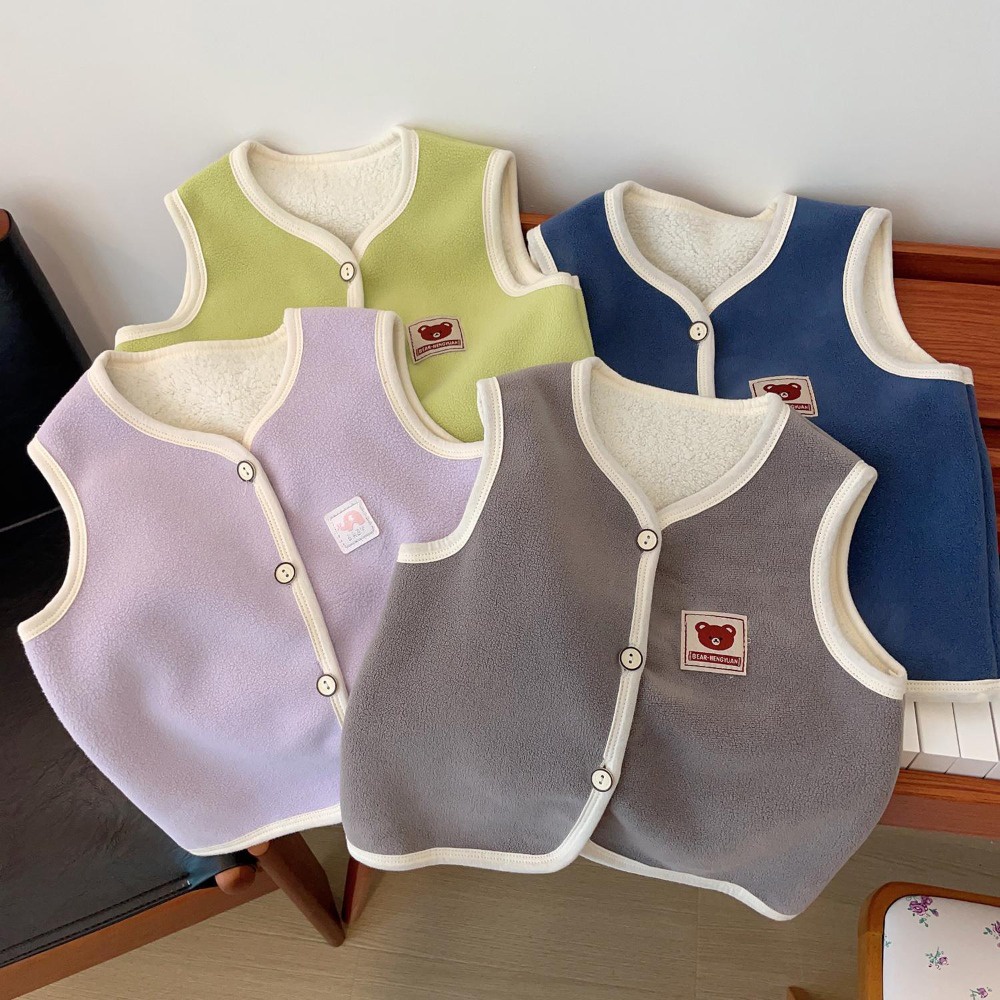 Áo Khoác cardigan Nhung Dày Hai Lớp Giữ Ấm Mùa Thu Đông Cho Bé Trai Và Bé Gái