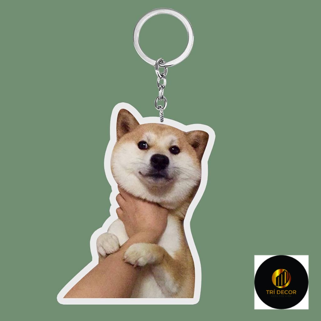 Móc khóa chó mèo babi phun nước cho bạn bè, người yêu - móc khóa mica