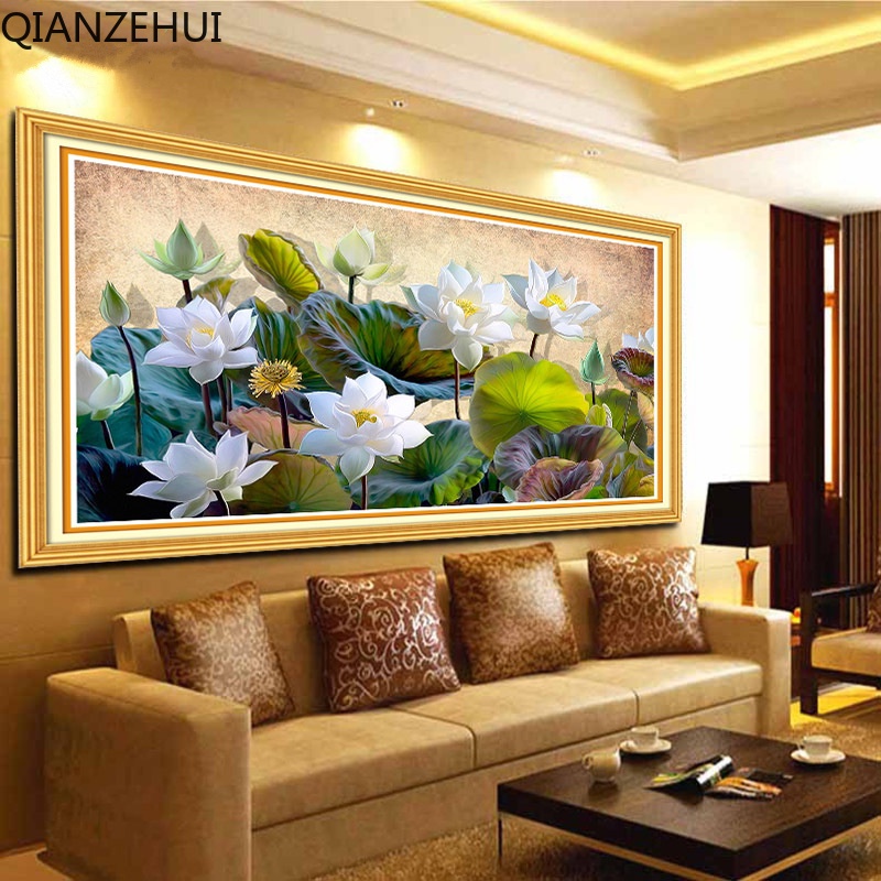 Bộ Tranh Thêu Chữ Thập Tự Làm 11ct Hình Hoa Sen