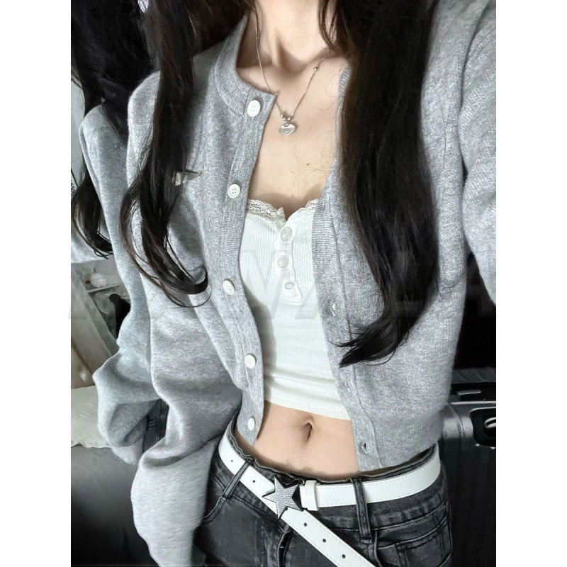 Áo Khoác cardigan Áo cardigan len sweater Áo thu đông Dệt Kim Màu Đen Dáng Ngắn Thời Trang Thu Đông 2023 Cho Nữ