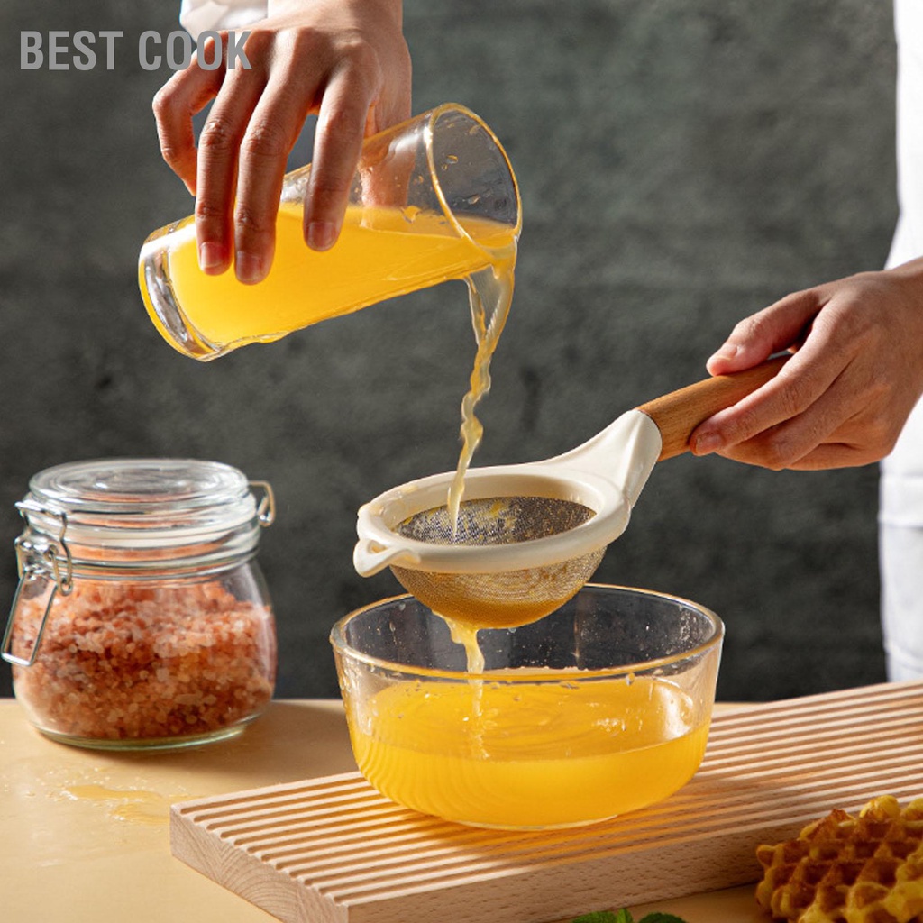 Best cook Thép không gỉ Lưới Mịn Dụng Cụ Lọc Thực Phẩm Rây Chuyên Nghiệp Nhà Bếp Tay Cầm Bằng Gỗ Bột Sifter
