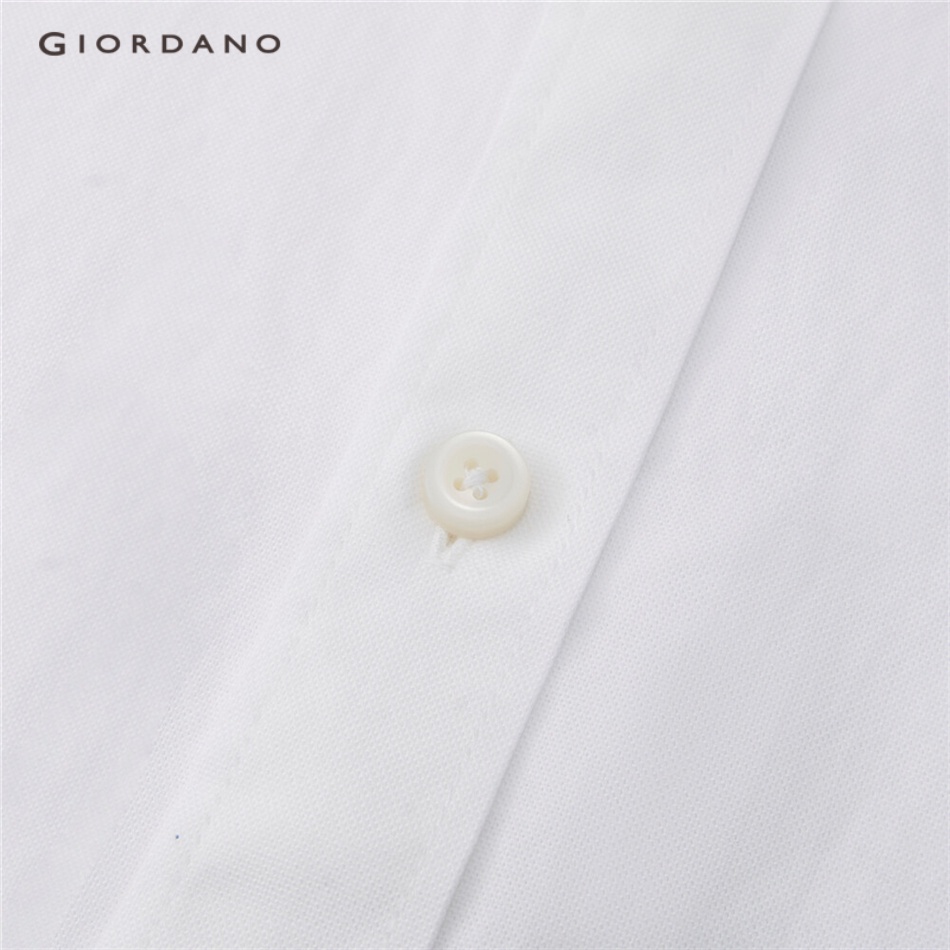 GIORDANO MEN Frog embroidered oxford slim long sleeve shirt 90042078