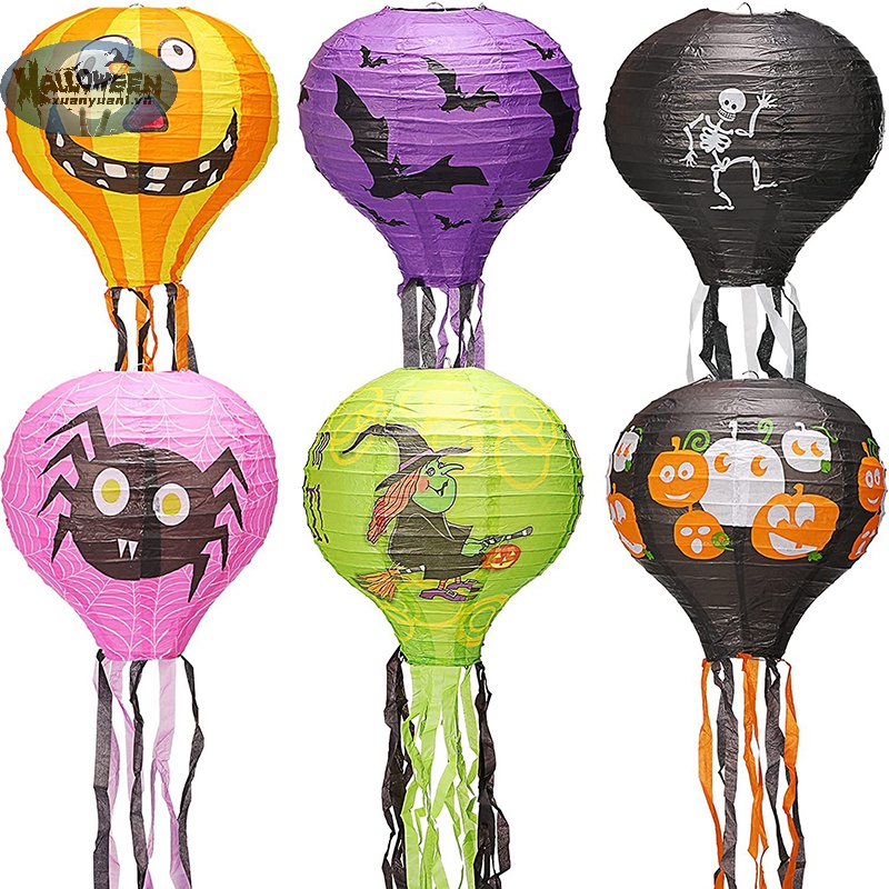 Lồng Đèn Giấy Hình Nhện / Dơi / Bí Ngô Treo Trang Trí halloween