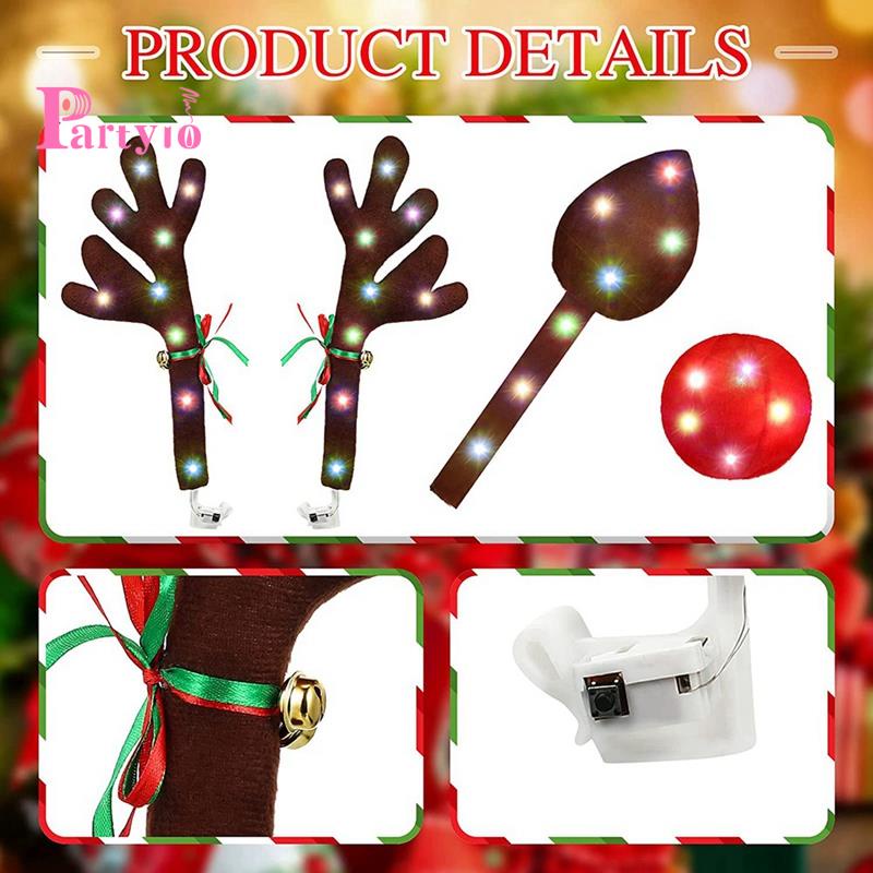 Bộ Tuần Lộc Xe Hơi Có Đèn led Trang Trí Giáng Sinh