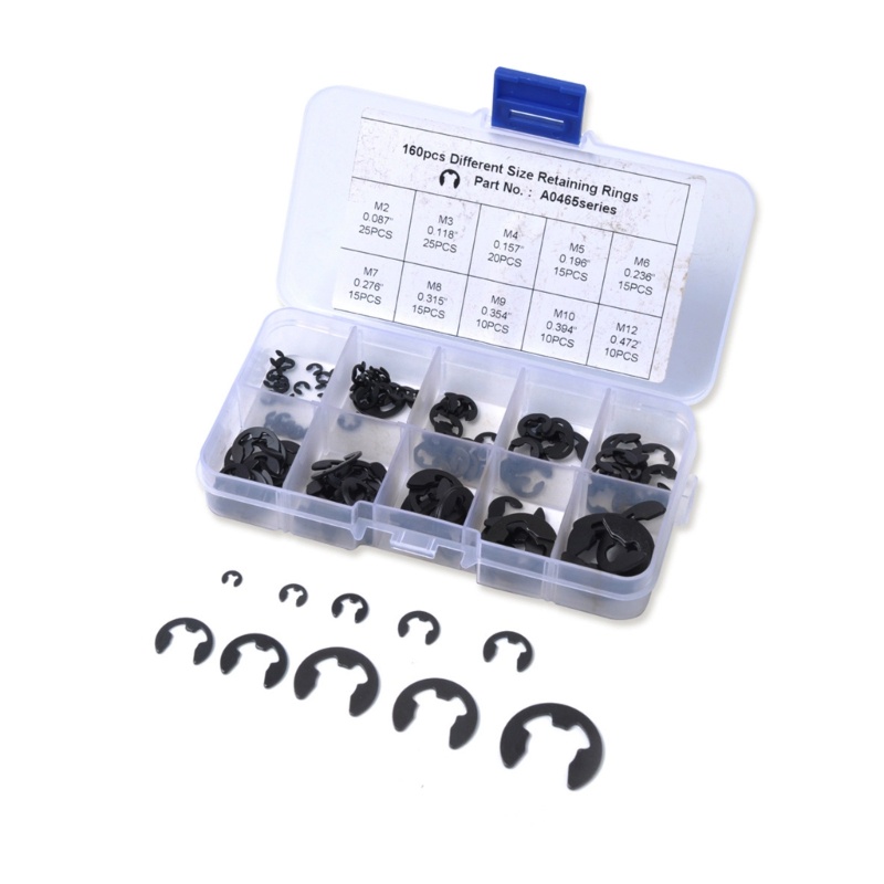 Run set 160 Vòng Kẹp Bên Ngoài Bằng Thép 2 Đến 12mm Kẹp Nhanh Chóng