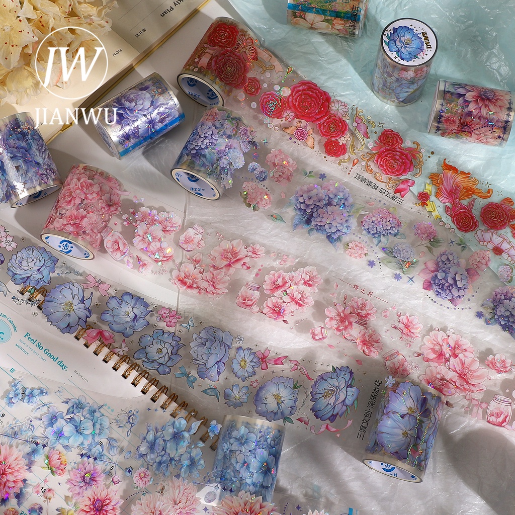 Cuộn Băng Dính 55mm * 200cm Họa Tiết Vỏ Sò / Hoa Phong Cảnh diy Sáng Tạo Trang Trí Phong Cảnh