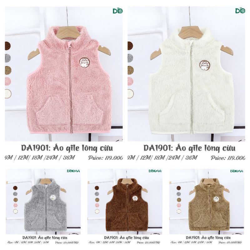 Áo gile lông cừu cho bé Dokma 9-36