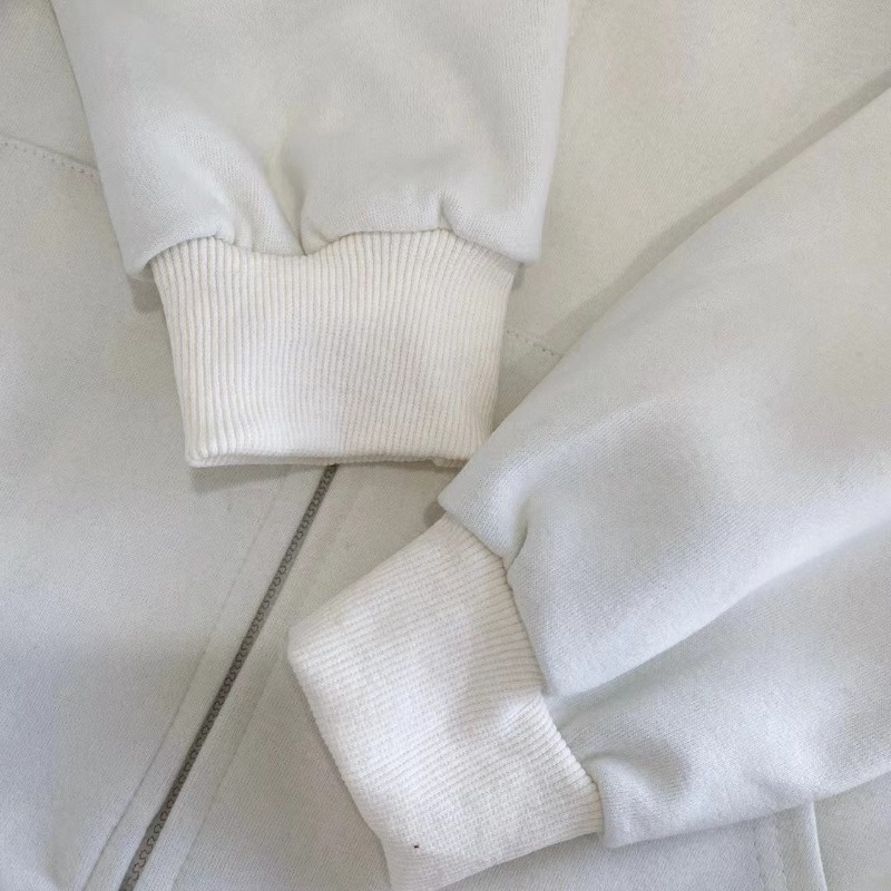 Áo Khoác hoodie Phối Khóa Kéo Thêu Chữ Thời Trang Thu Đông Mới