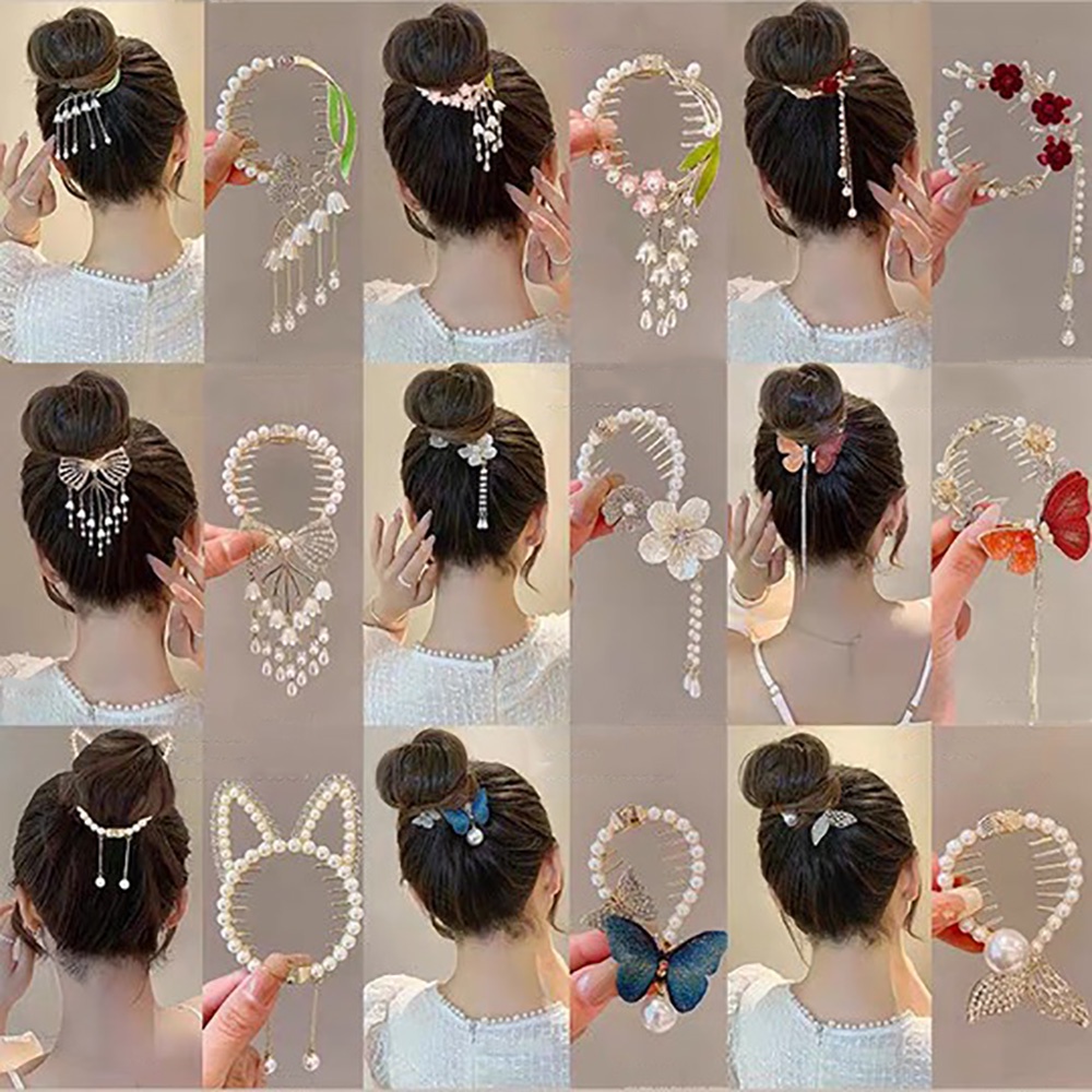 Lưng Kẹp Tóc Hình Hoa / Bướm Đính Ngọc Trai Giả Thời Trang Cho Nữ