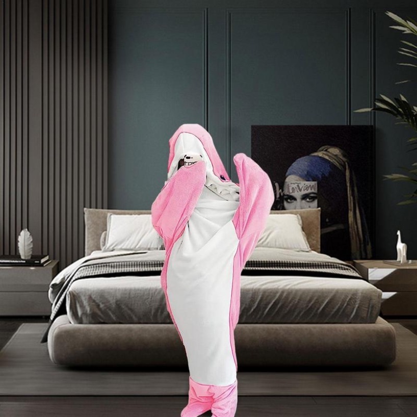 Mới Túi Ngủ Bằng Vải flannel 140-210cm Hình Cá Mập Dễ Thương Cho Người Lớn Và Trẻ Em