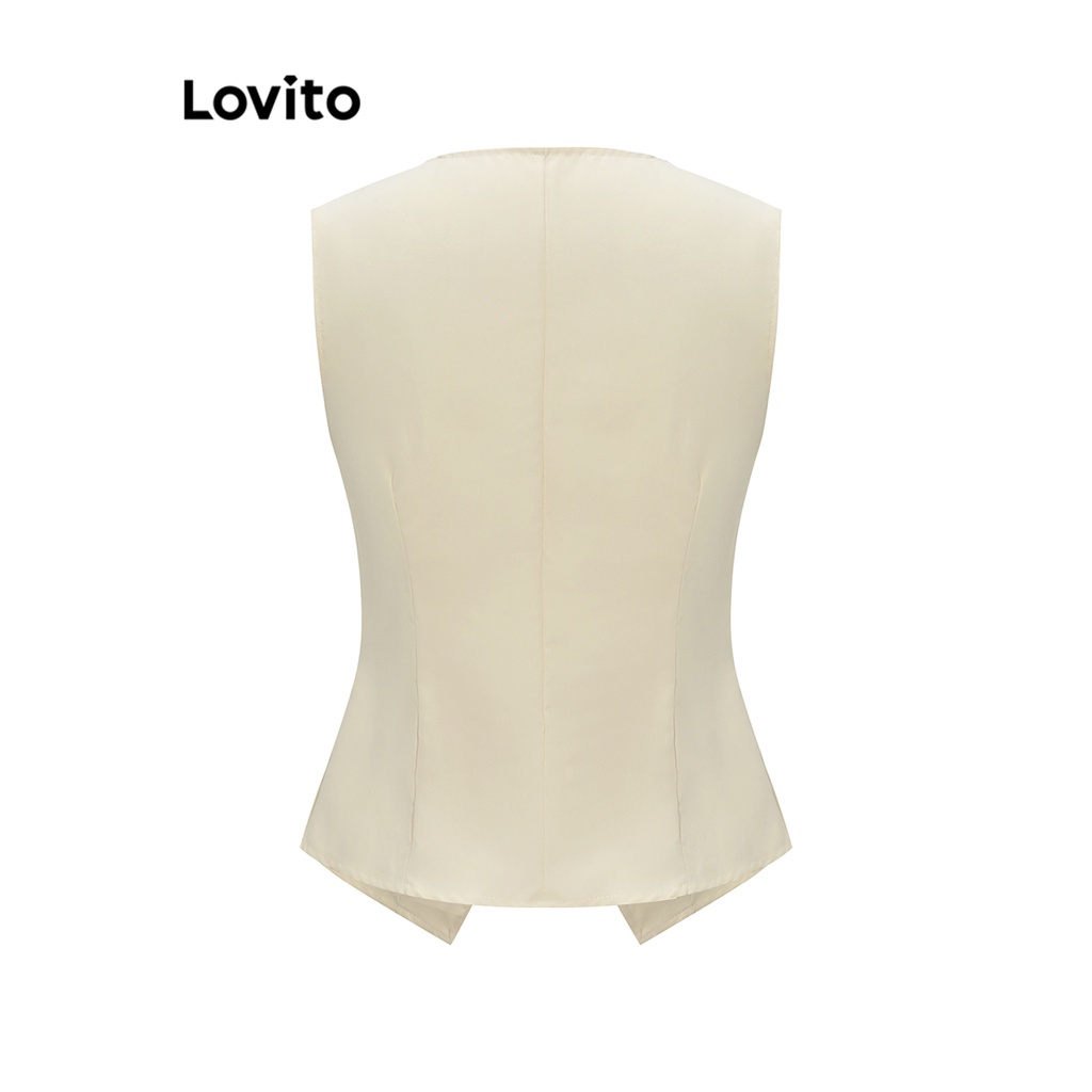 Lovito Bộ váy xếp ly trơn đơn giản dành cho nữ L65ED108