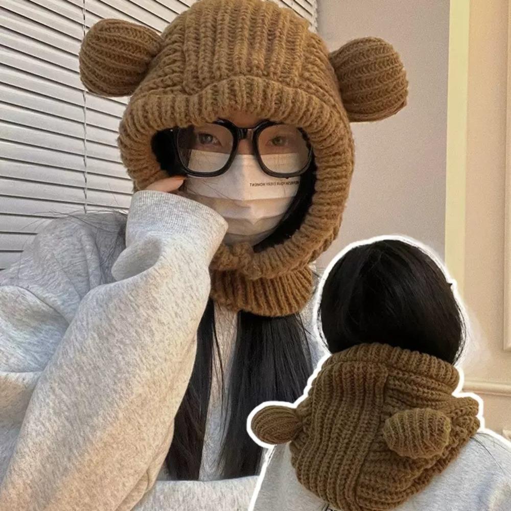 Muvako Mũ beanie Dệt Kim Giữ Ấm Tai Gấu Trượt Tuyết Mùa Đông
