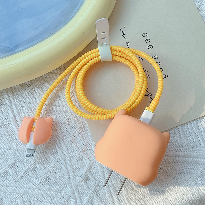 STARBUCKS Phụ Kiện Bảo Vệ Đầu Cáp Sạc Nhanh Hình Chú Chó corgi Dễ Thương