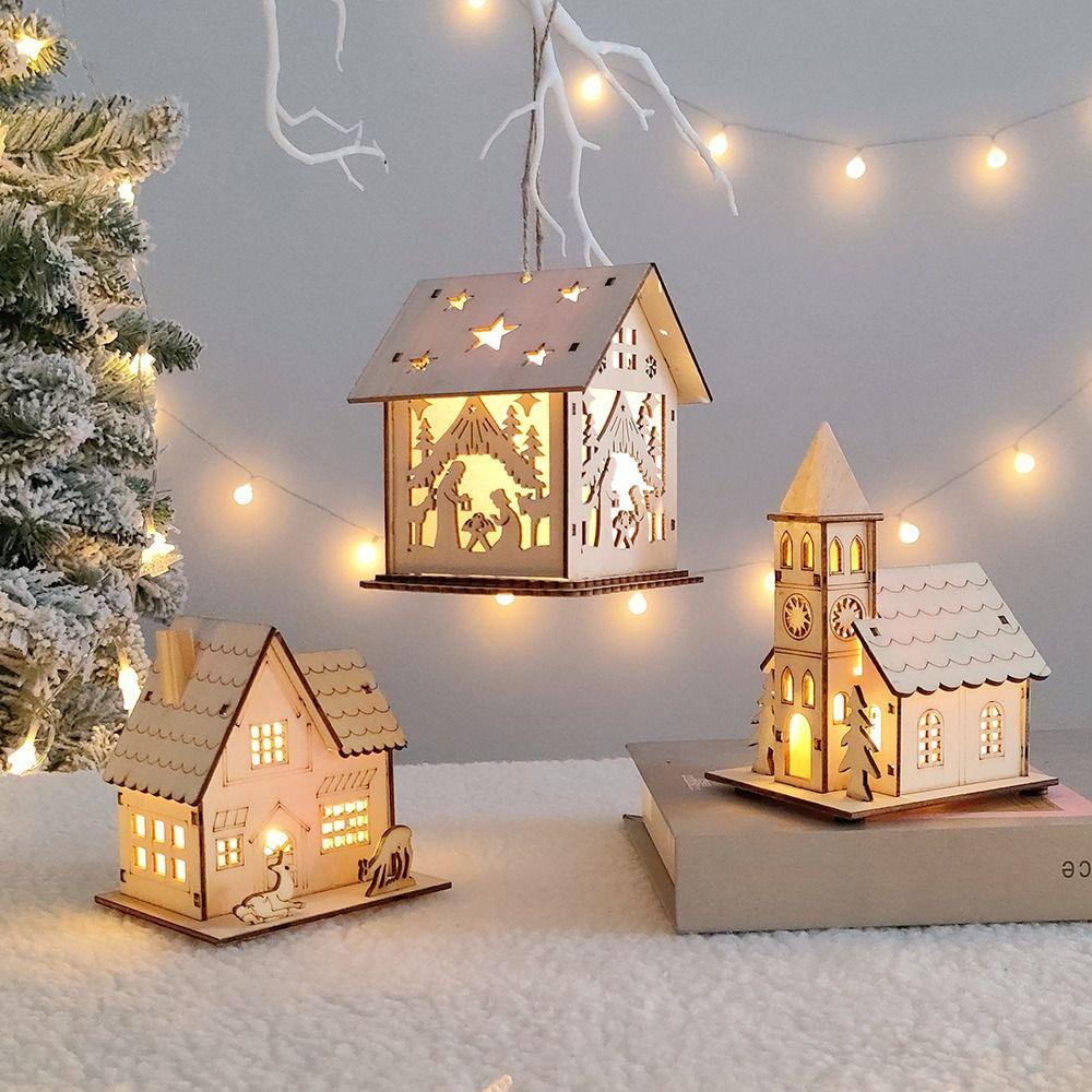 Muvako Nhà Gỗ Có Đèn led Phát Sáng Trang Trí Giáng Sinh Sang Trọng