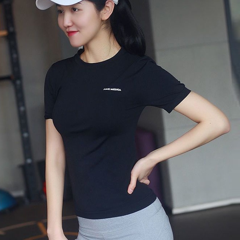 Deukio Áo Thun Thể Thao Tay Ngắn Chất Liệu Co Giãn Thấm Hút Mồ Hôi Nhanh Khô Thoáng Khí Thời Trang Cho Nữ