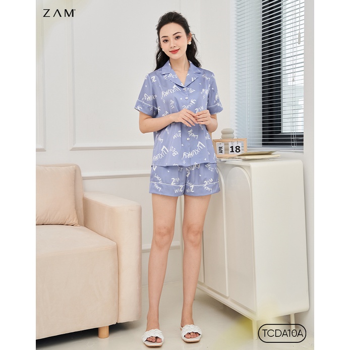 BỘ NGỦ SHE BY ZAM - TCDA10A - BỘ NGẮN TAY QUẦN ĐÙI CHỮ ZAM TÍM