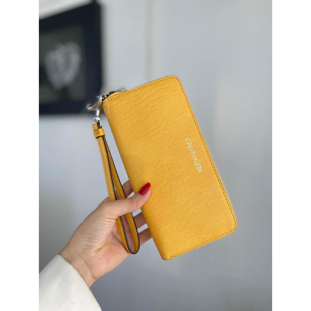 Ví chính hãng nữ Calvin Klein Da mềm cầm đã tay-SIZE 20x10 Chính Hãng